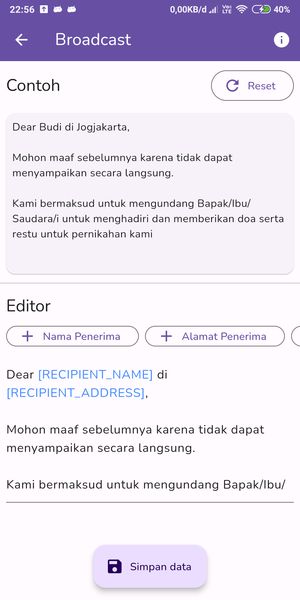 Broadcast Template Editor View